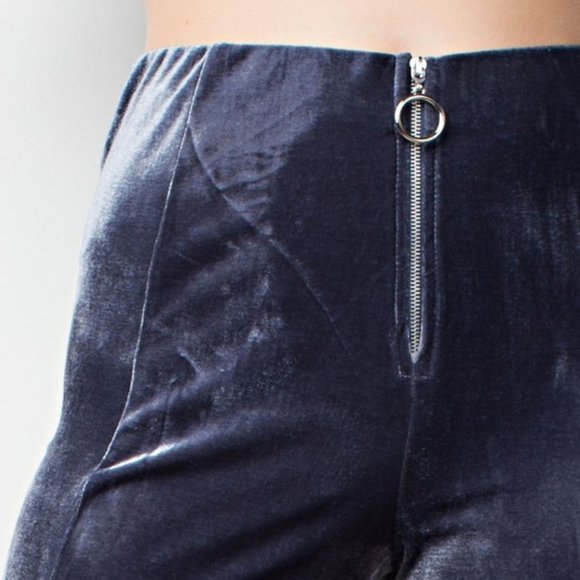 Velvet Culottes High Waisted Retro Capri Pants - Picture 3 of 5